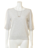 ネックレス付デザインスリーブニット/ライトグレー