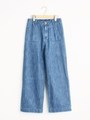 ポケ付デニムワイドパンツ/ブルー