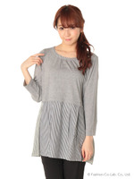 異素材MIXチュニック/杢グレー