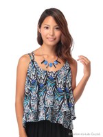 NK付モノトーン花柄チュニック/クロ