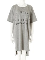 【ECURY】カットイージーミモレ丈ワンピース/グレー