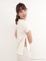 【KiiRA】ORGANIC COTTON SLIT TEE/WTH×IVORY