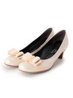 エナメルリボンパンプス/ライトベージュ(051)