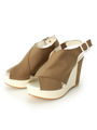 ホワイトソールウェッジサンダル/ベージュ系(052)