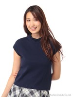 衿フリルフレンチ袖プルオーバー/ネイビー