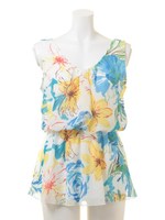flowerartシフォンTOP/WHT