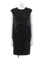 【ROSE BUD】FRONT RIBBON SLV-LESS DRESS/BLACK