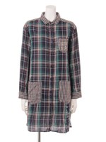 お散歩チェックシャツワンピ/アカ