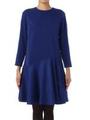 アシンメトリー切替長袖ワンピース/ブルー(092)