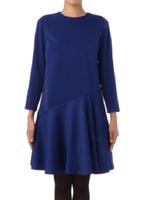 アシンメトリー切替長袖ワンピース/ブルー(092)