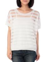 シアーボーダークルーネックニット/ダークグリーン(023)