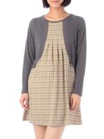 ダイヤネット柄ドッキングワンピース/グレー(112)