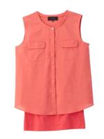 ノースリーブブラウス+キャミソールセット/オレンジ(067)