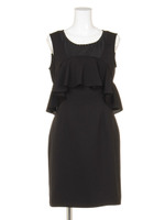 バックレースフリルワンピース/ブラック