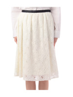 フラワーレースミモレ丈スカート/オフホワイト(403)