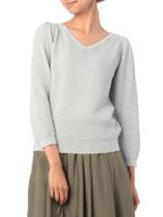 ラメ混Vネックニットトップス/ネイビー(093)