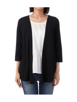 レイヤード風七分袖プルオーバー/ブラック(019)