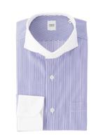 ロンドンピンストライプホリゾンタルカラー クレリックシャツ/ネイビー(393)