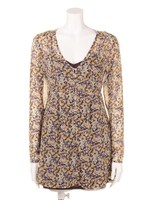 小花柄Vネックワンピース/イエロー