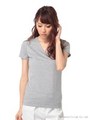 前2重VネックTシャツ/カーキ