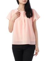 総レースラウンドカラーブラウス/オレンジ(067)