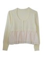 chiffonpeplum knit cardigan/offwhite
