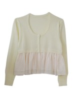 chiffonpeplum knit cardigan/offwhite