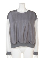 【anap mimpi】ストライプシフォン切替ブラウス/GRY