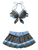 アフリカンPTビキニパンツセット/ブルー