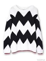 ギザギザボーダーニットプルオーバー/ピンク