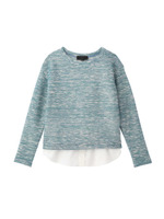 ツイード風ニット+シャツ裾タンクトップ/ライトブルー(491)