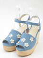 フラワーウッドサンダル/インディゴ
