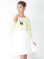 ラメニットプリーツスカート/ホワイト