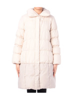 ロングキルティング比翼ダウンコート/ライトベージュ(551)