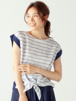 裾リボンボーダープルオーバー/オフ／柄