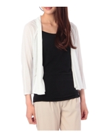 八分袖ノーボタンカーディガン/ホワイト(002)