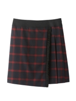 [L]チェック巻きスカート/ワインレッド(263)