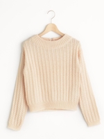 ケーブルハイネックプルオーバー/アイボリー