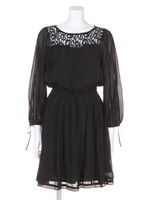 ハシゴレースブラウジングワンピ/イエロー