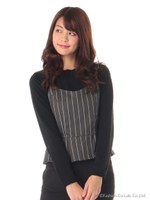 ビスチェ付きニットプルオーバー/ブラック