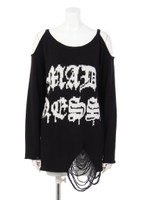 ブロークン肩あきニット/ブラック