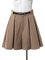 ベルト付ストライプタックキュロット/ネイビー