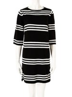 ボーダー切替ワンピース/グレー