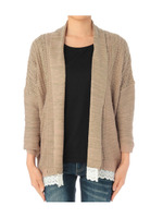 ミックスカラーレースニットカーディガン/オレンジ系(069)