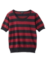 ラメボーダーニット/ボルドー(364)