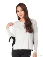 リボンニットトップス/グレー