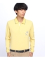 鹿の子刺しゅう長袖ポロシャツ/レモンイエロー(031)