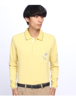鹿の子刺しゅう長袖ポロシャツ/レモンイエロー(031)