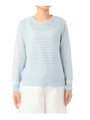 透かし編みクルーネックニット/ライトブルー(091)