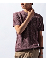 柄編みニット半袖プルオーバー/オフホワイト(003)